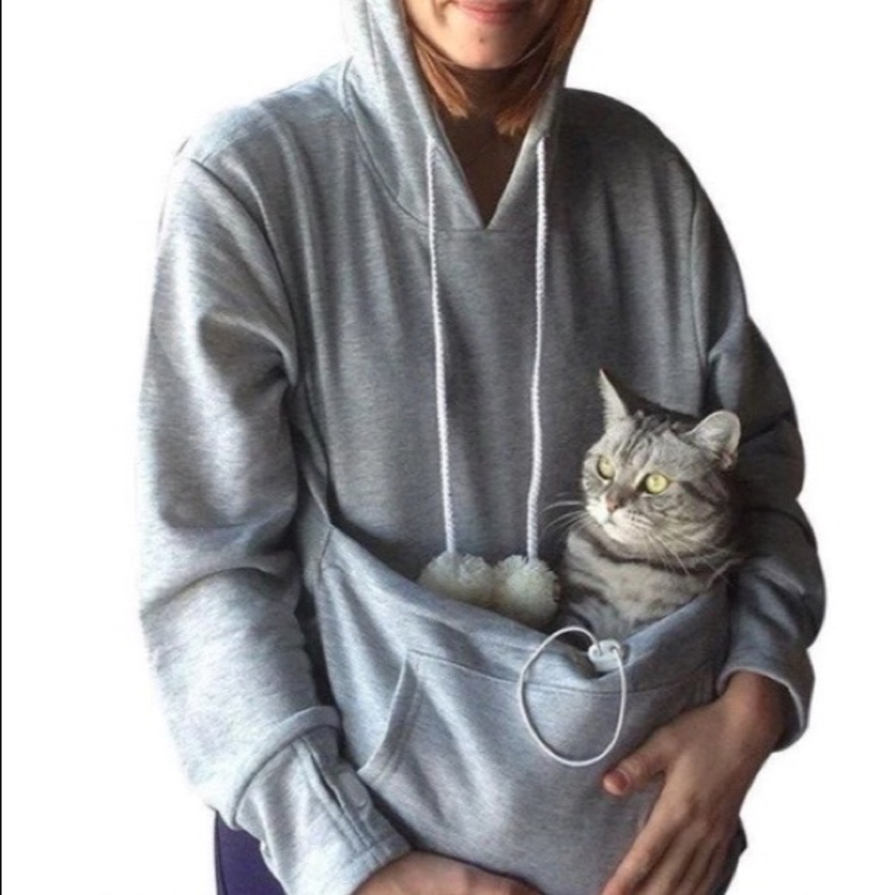 Cat Kangaroo Pocket Hoodie - size M